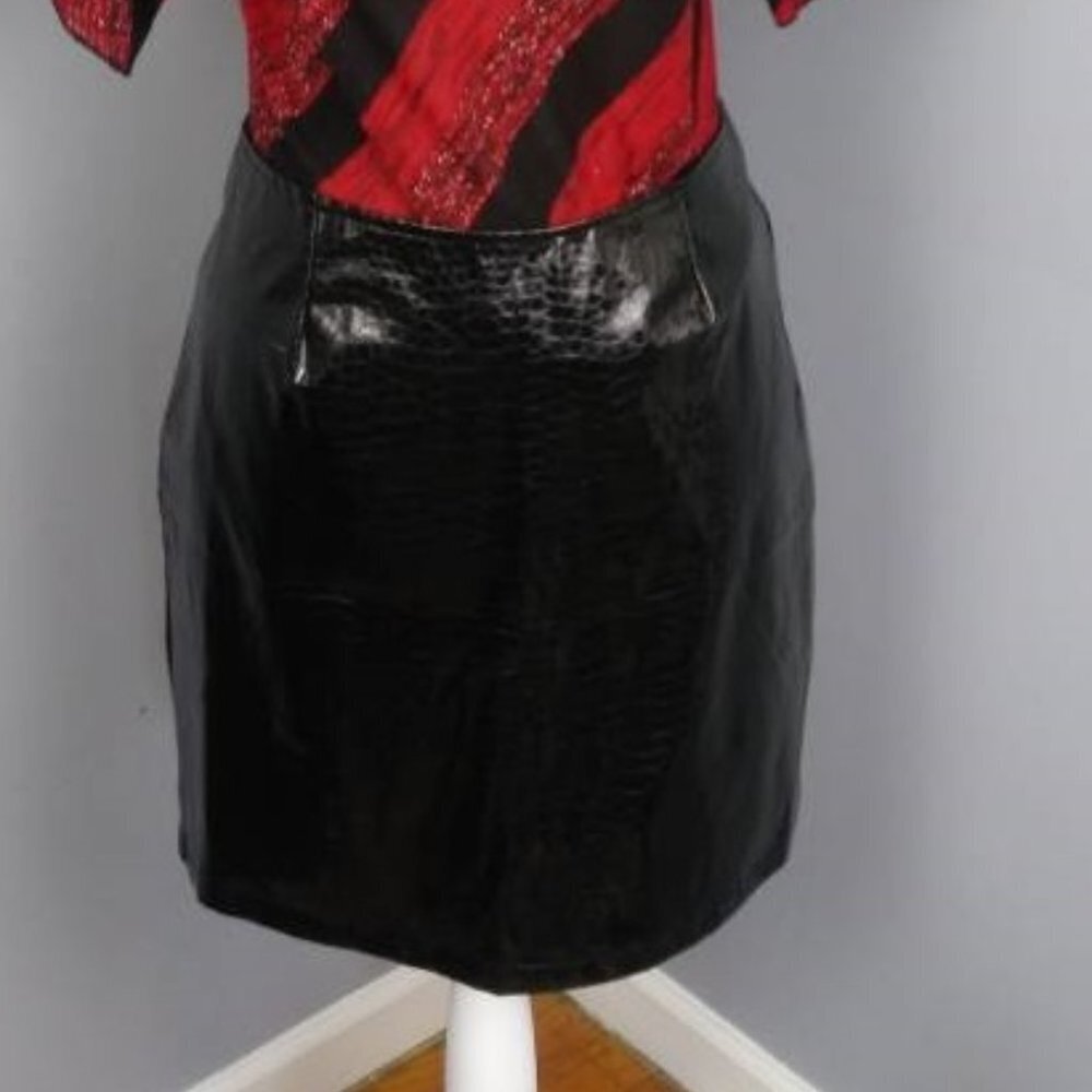 Highway Snakeskin Pattern Vinyl Mini Skirt Size 9